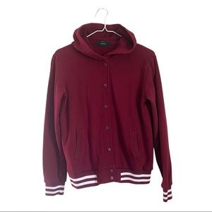 Forever 21 Red Button-Down Hoodie (Size S)